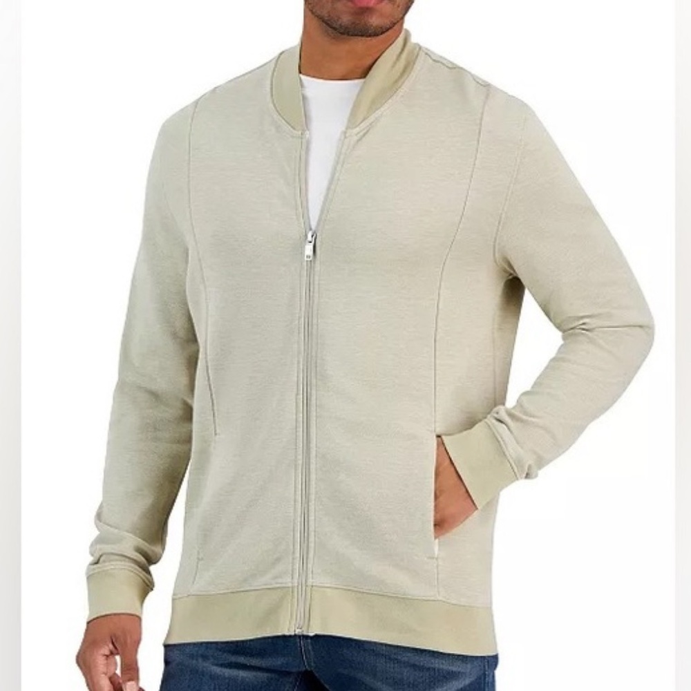 NWT Alfani Large Men's Beige Zip-Up